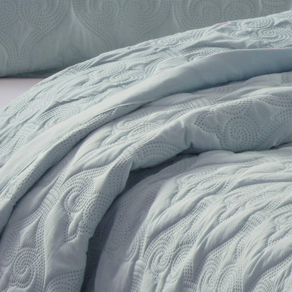 Kit 1 Colcha Casal Boutis Microfibra Ultrasonic + 2 Porta-Travesseiros Azul Kit 1 Colcha Casal Boutis Microfibra Ultrasonic + 2 Porta-Travesseiros Azul