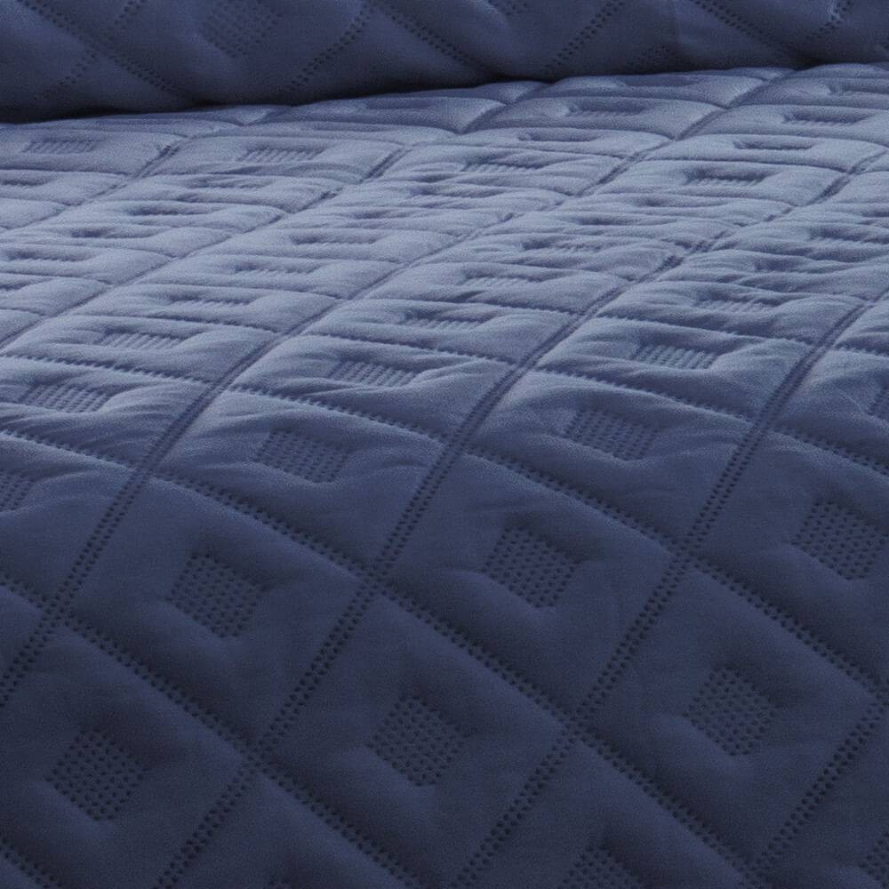 Kit 1 Colcha Queen Boutis Microfibra Ultrasonic + 2 Porta-Travesseiros Marinho Kit 1 Colcha Queen Boutis Microfibra Ultrasonic + 2 Porta-Travesseiros Marinho