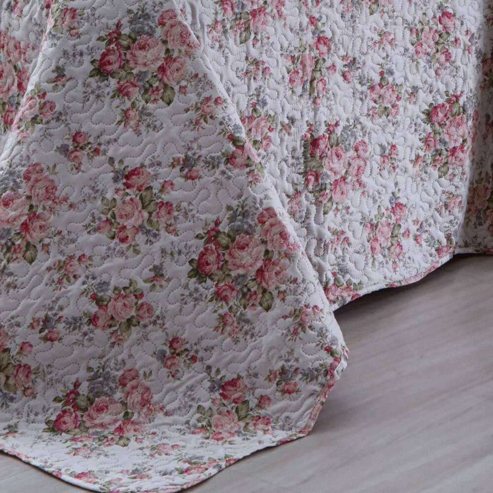 Kit 1 Cobre-leito Solteiro Bouti Microfibra Ultrasonic Estampada 1,80 x 2,20 m + Porta-travesseiros - Judith