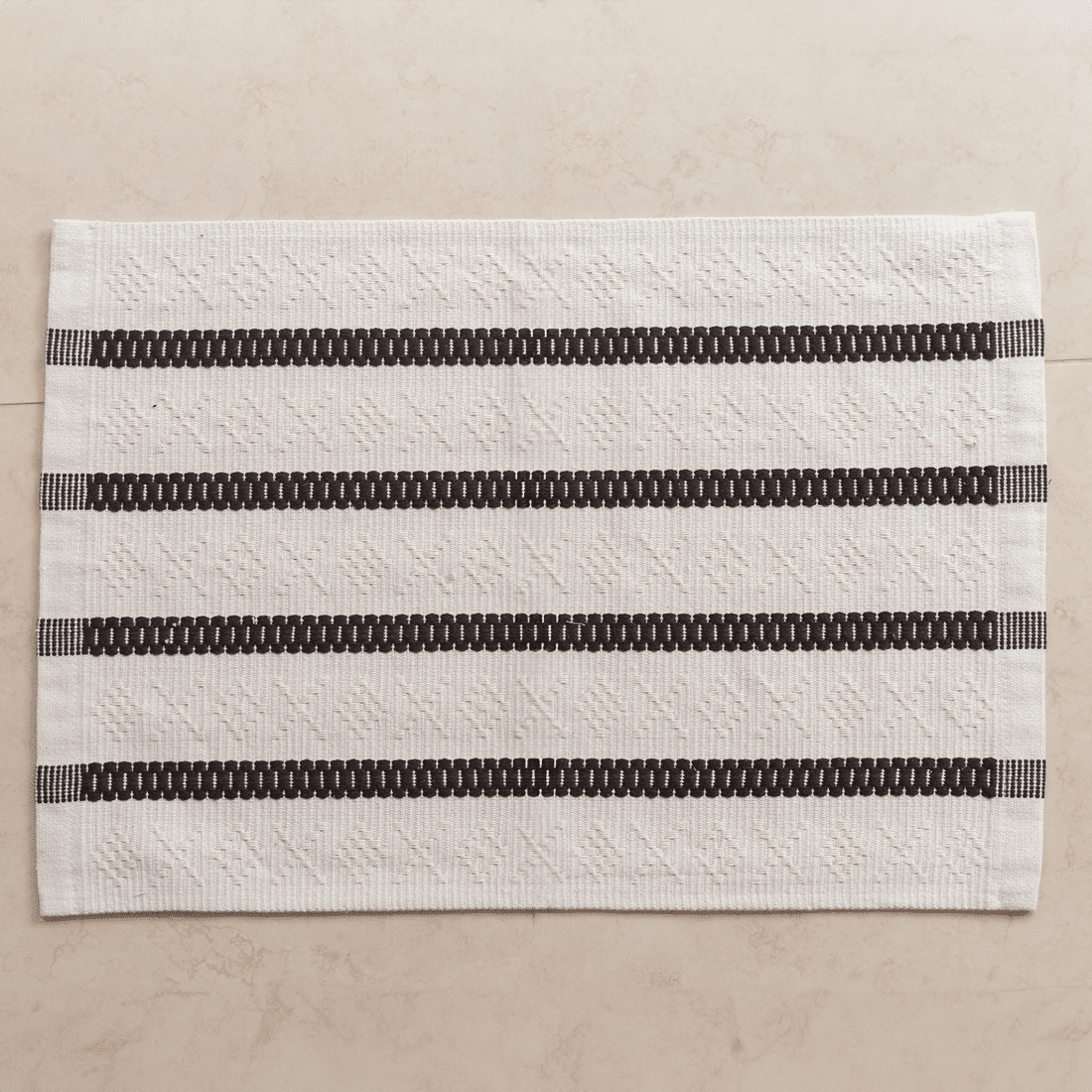 Jogo de Tapete Passadeira 3 Peças Algodão Veneza Cru e Marrom