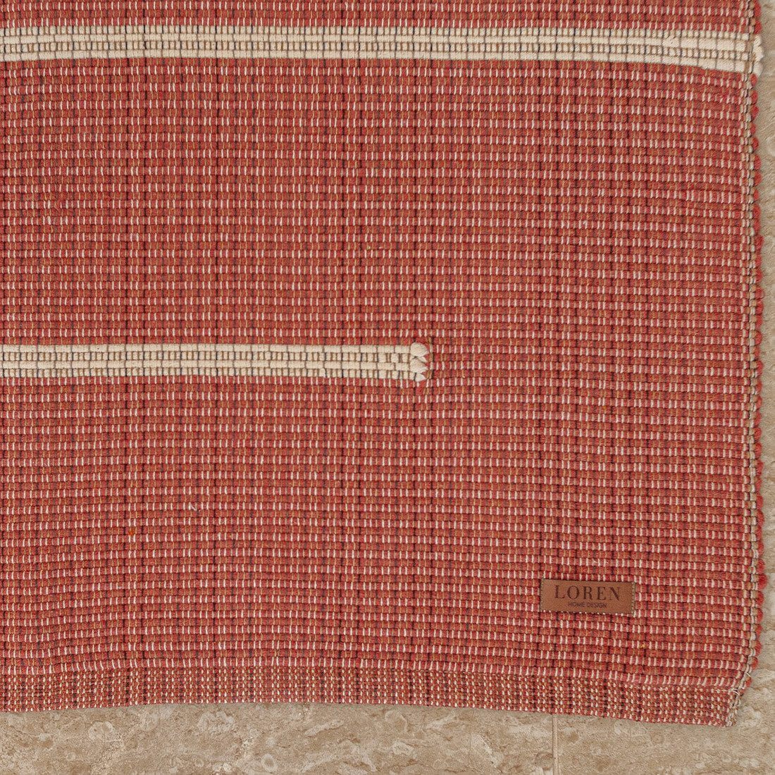 Tapete Passadeira Artesanal de Algodão Trama Basic Listras Telha 80x150 Tapete Passadeira Artesanal de Algodão Trama Basic Listras Telha 80x150