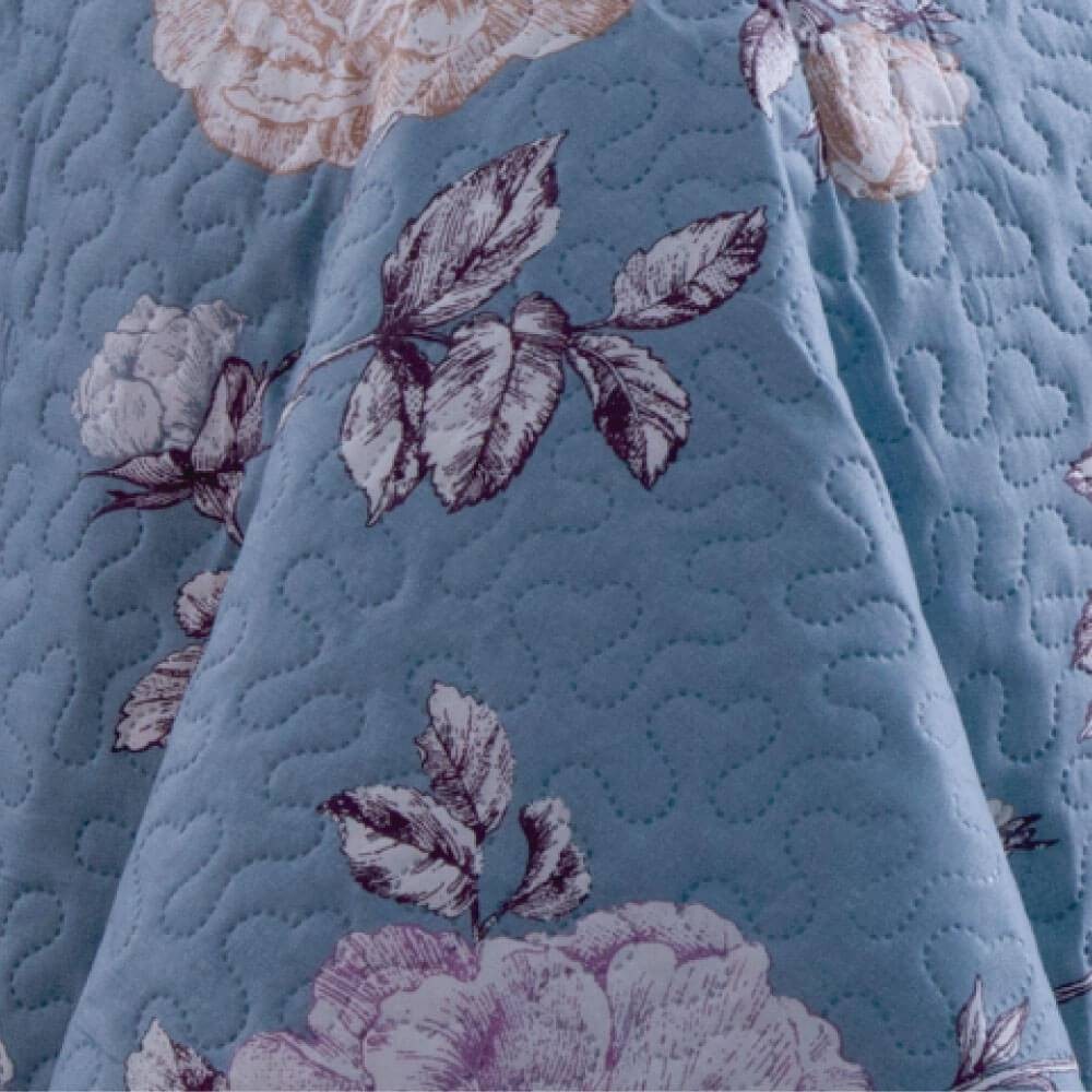 Kit 1 Cobre-leito King Bouti Microfibra Ultrasonic Estampada 2,60 x 2,80 m + 2 Porta-travesseiros - Naomi