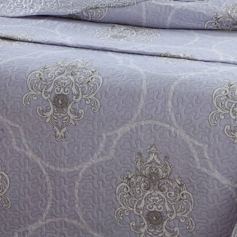 Kit 3 Peças Cobre leito Casal Bouti Microfibra Ultrasonic Estampada + 2 Porta-travesseiros - Hilda