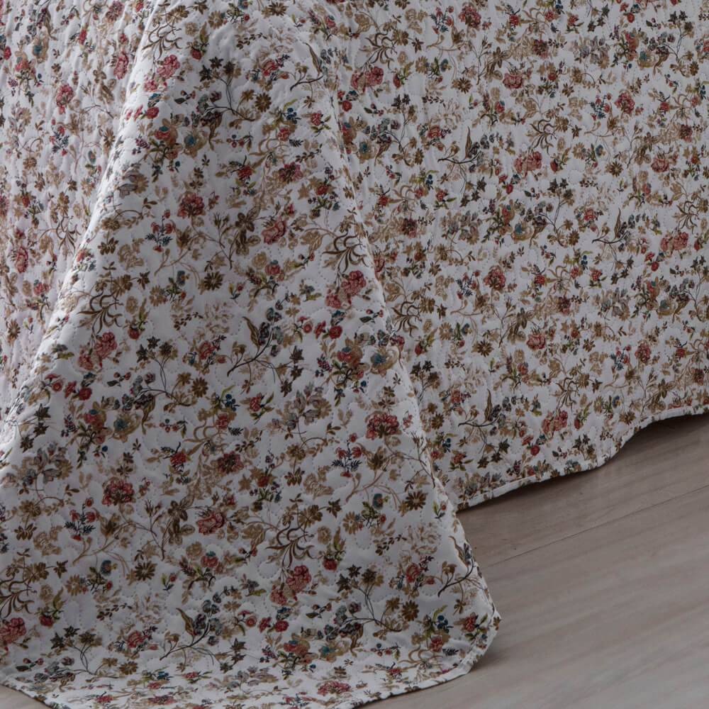 Kit  Cobre-leito King Bouti Microfibra Ultrasonic Estampada 2,60 x 2,80 m + 2 Porta-travesseiros - Anne