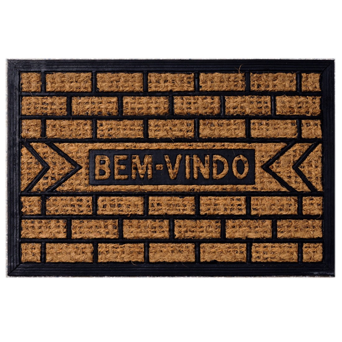 Capacho de Porta Fibra de Coco 40x60 - Bem Vindo Tijolinho