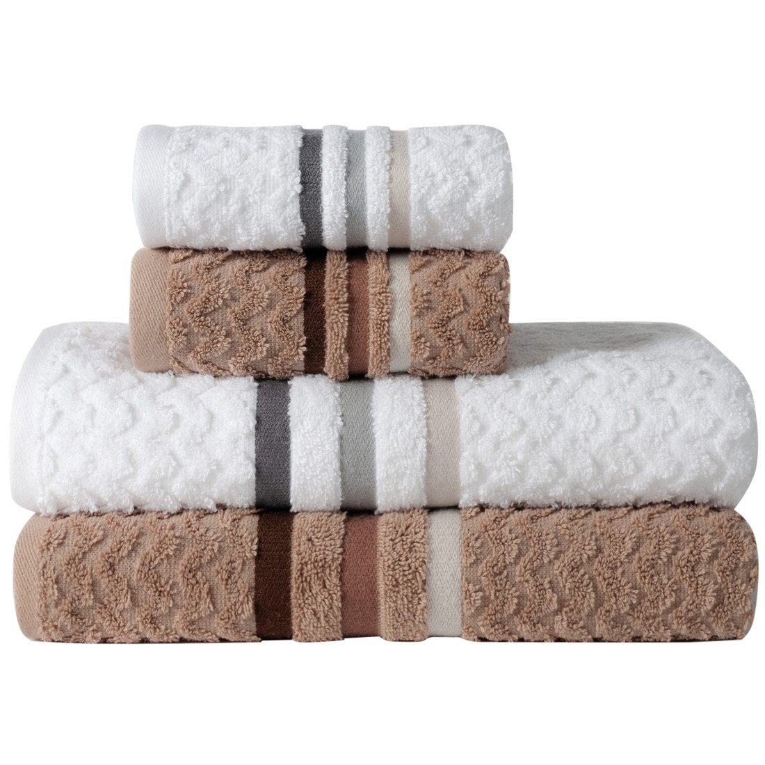 Jogo de Toalha 4 Peças Trento - Branco e Taupe Jogo com Banho Jogo de Toalha 4 Peças Trento - Branco e Taupe Jogo com Banho
