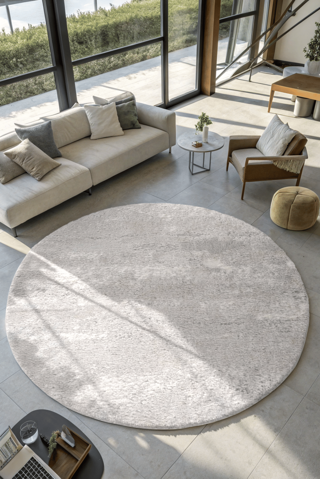 Tapete Sala e Quarto Redondo Conforto Extra Nuvens Groen Redondo 2,5m