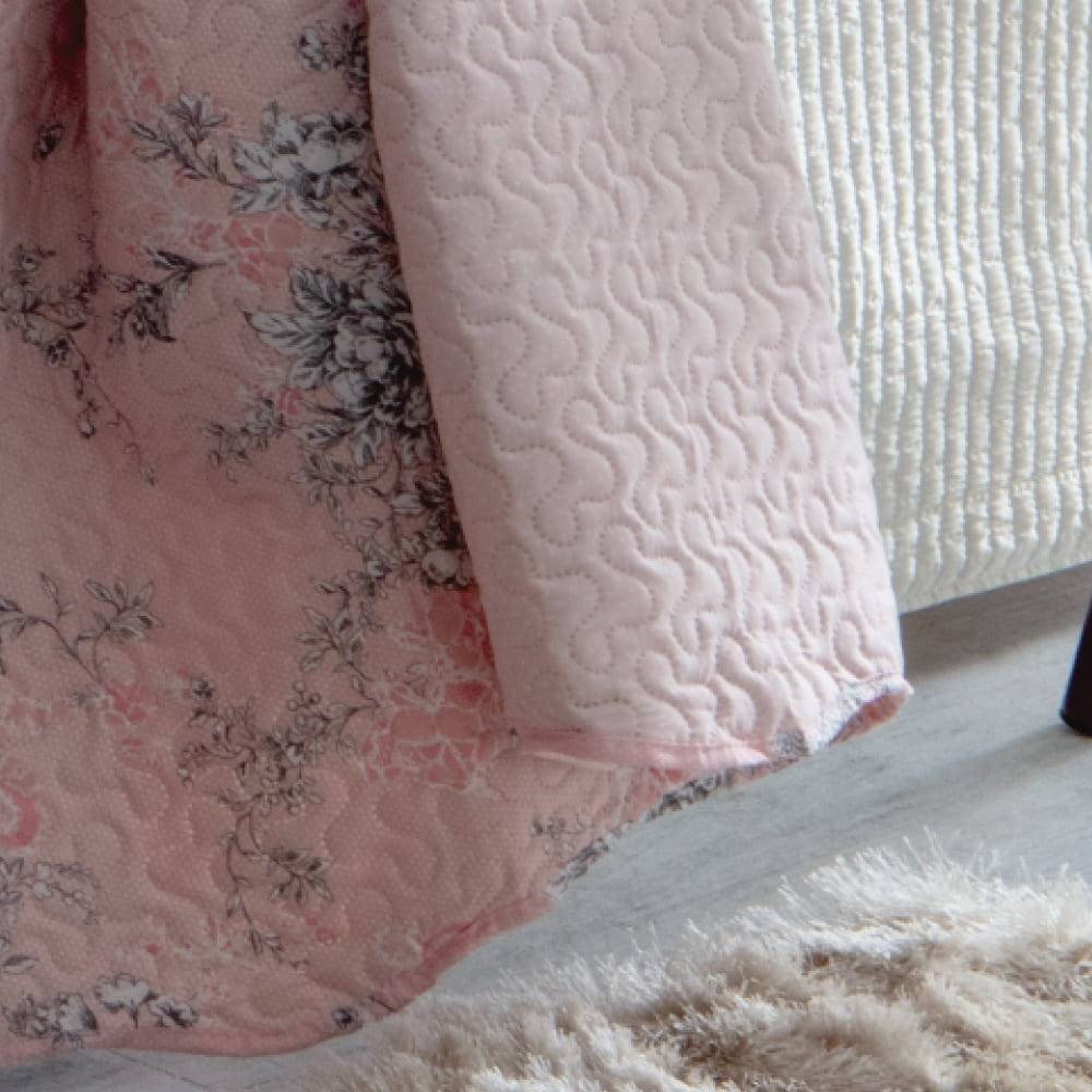 Kit  Cobre-leito Queen Bouti Microfibra Ultrasonic Estampada 2,40 x 2,60 m + 2 Porta-travesseiros - Beatriz