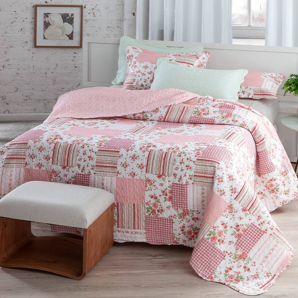 Kit 3 Peças  Cobre leito Queen Bouti Microfibra Ultrasonic e 2 Porta-travesseiros - Thira Kit 3 Peças  Cobre leito Queen Bouti Microfibra Ultrasonic e 2 Porta-travesseiros - Thira