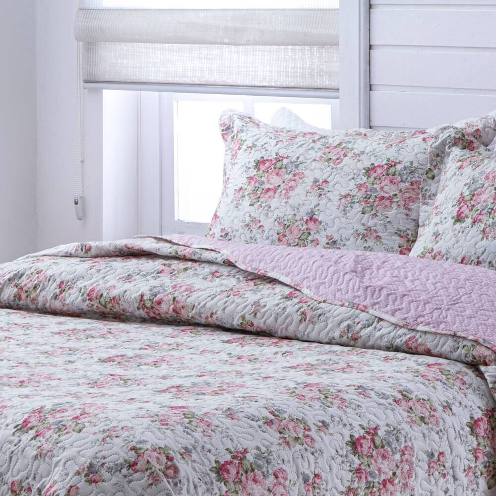 Kit 1 Cobre-leito Solteiro Bouti Microfibra Ultrasonic Estampada 1,80 x 2,20 m + Porta-travesseiros - Judith