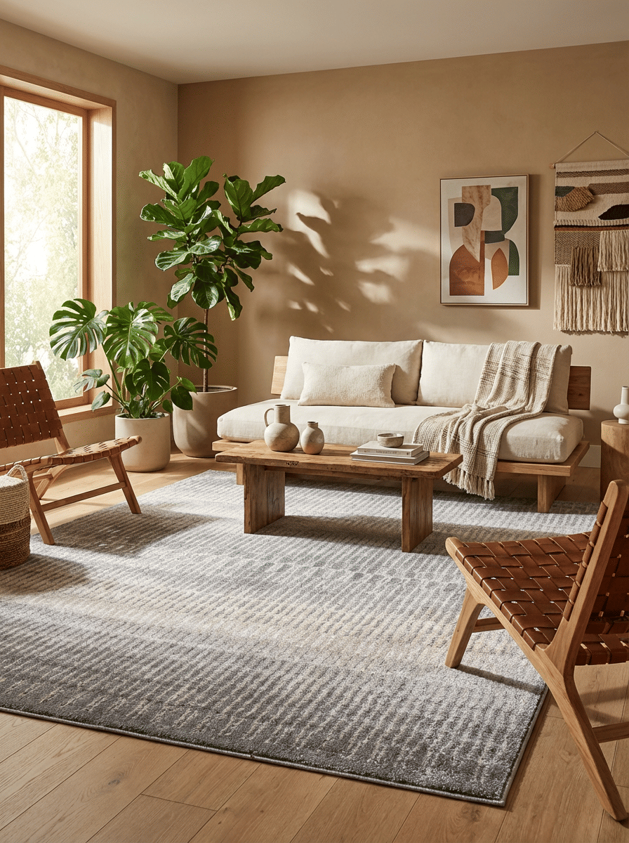 Tapete para Sala 140x200 Essenciais Estonado Cinza e Bege Tapete para Sala 140x200 Essenciais Estonado Cinza e Bege