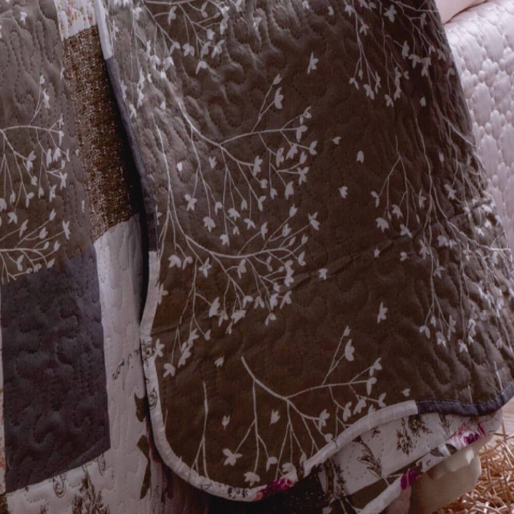 Kit 1 Cobre-leito Queen Bouti Microfibra Ultrasonic Estampada 2,40 x 2,60 m + 2 Porta-travesseiros - Maya