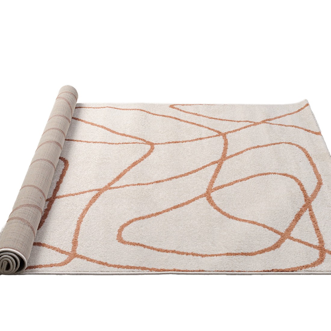 Tapete para Sala Essenciais Organico Tracejado Coral 250x350