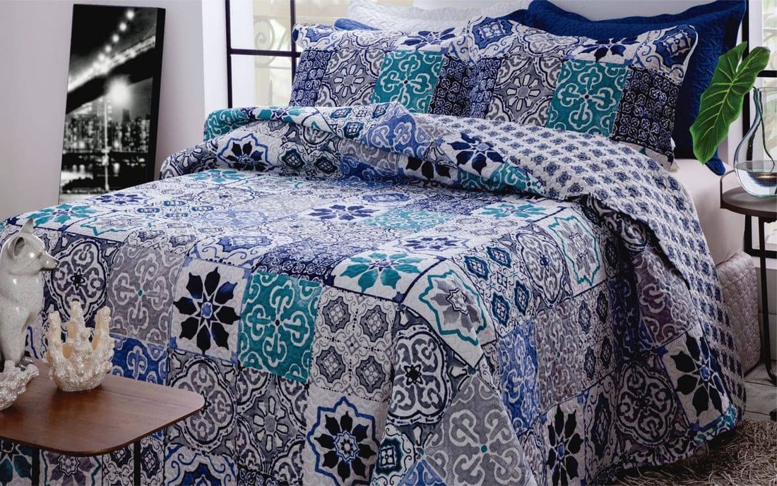 Kit 1 Cobre-leito King Bouti Microfibra Ultrasonic Estampada 2,60 x 2,80 m + 2 Porta-travesseiros - Zule