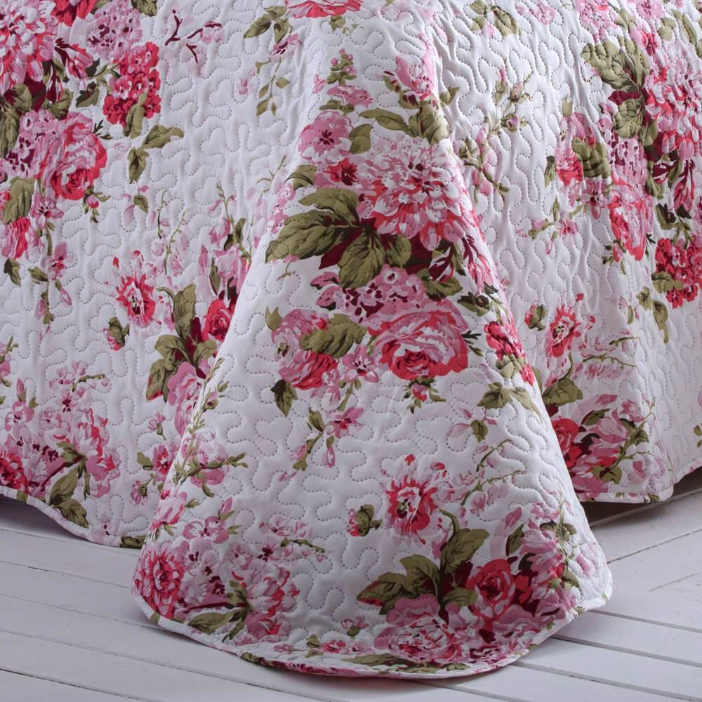 Kit  Cobre-leito Queen Bouti Microfibra Ultrasonic Estampada 2,40 x 2,60 m + 2 Porta-travesseiros - Valentina