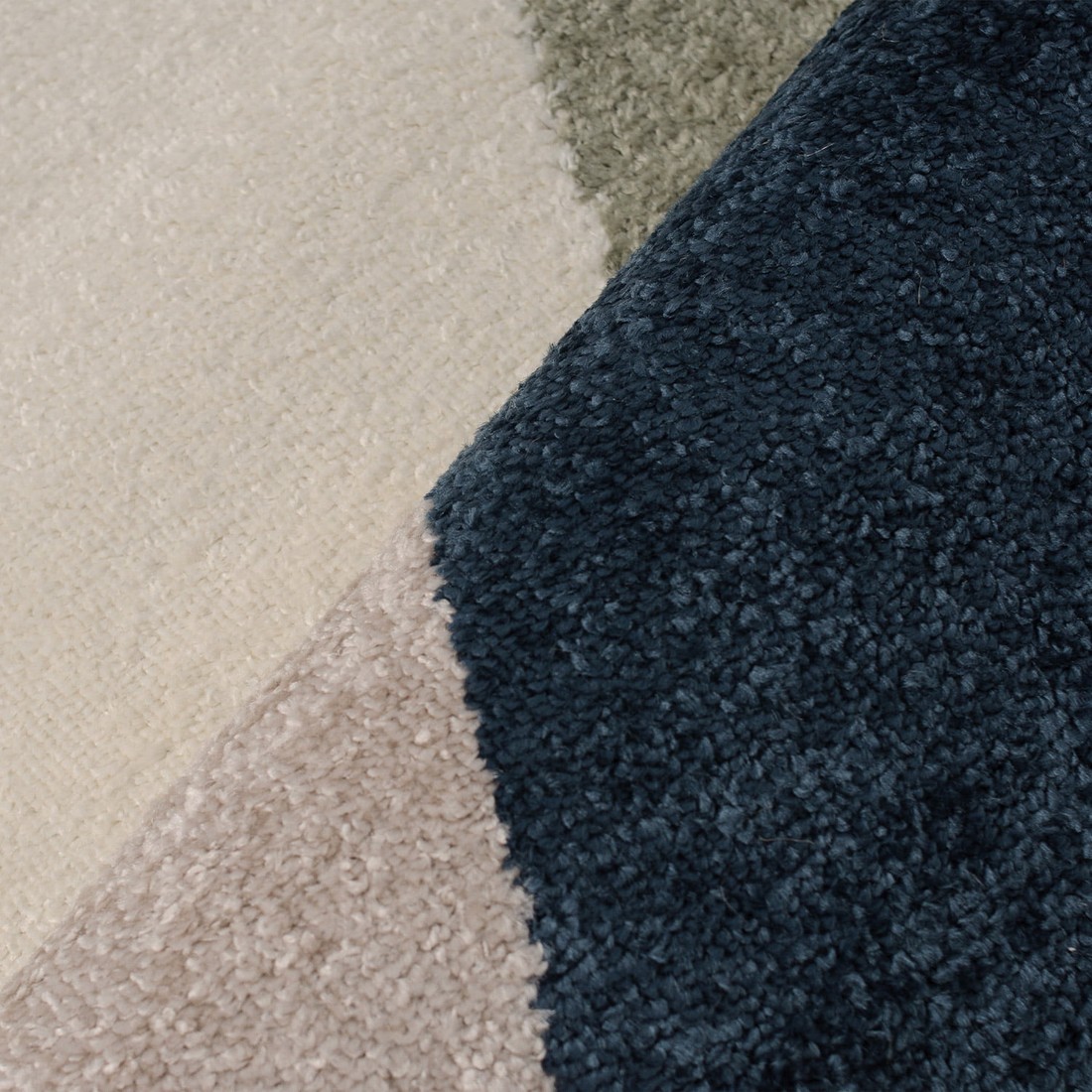 Tapete para Sala Essenciais Listrado Azul Redondo 2,0M