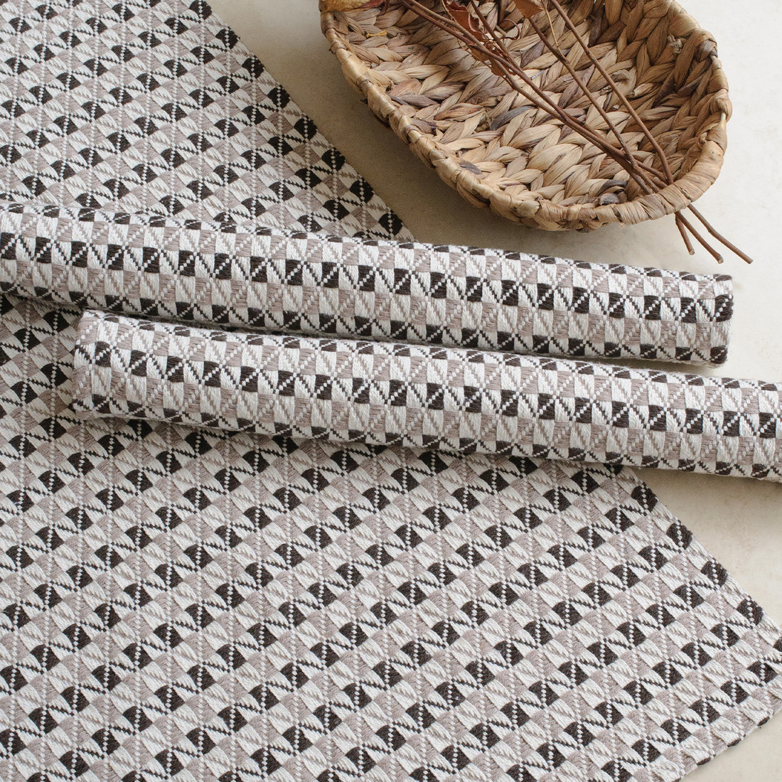 Kit de Cozinha 3 Peças Algodão Marrocos Marrom e Bege Kit de Cozinha 3 Peças Algodão Marrocos Marrom e Bege