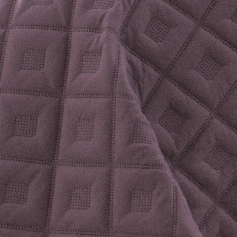 Kit 1 Colcha Queen Boutis Microfibra Ultrasonic + 2 Porta-Travesseiros Violeta