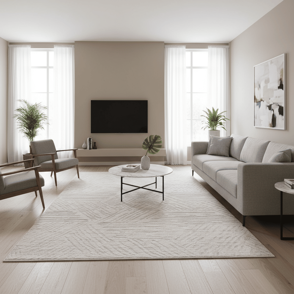 Tapete para Sala Grande Atto Mesclado Off White e Cinza 02 200x240 Tapete para Sala Grande Atto Mesclado Off White e Cinza 02 200x240