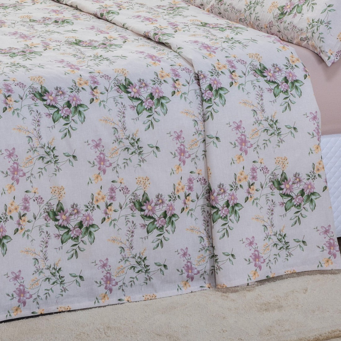 Jogo de Cama Casal 4 Peças 130 Fios 100% Algodão - Flores Jogo de Cama Casal 4 Peças 130 Fios 100% Algodão - Flores