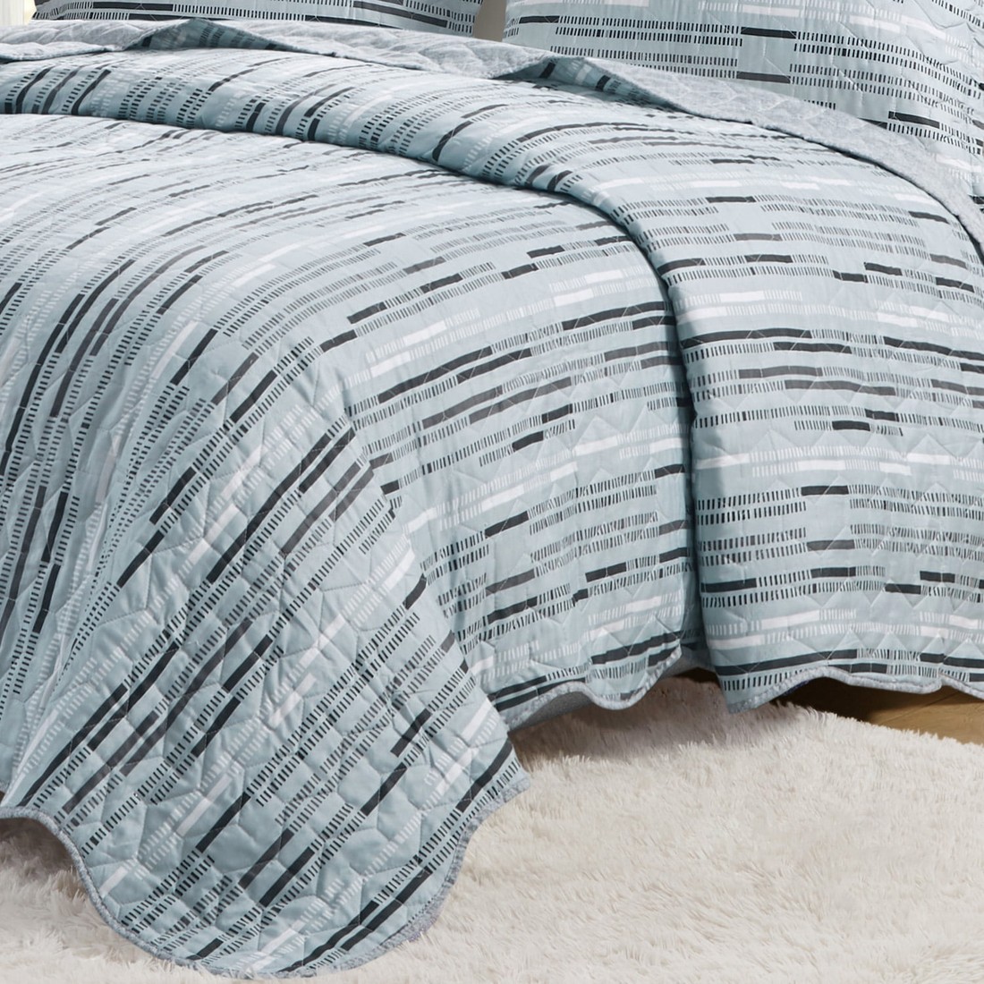 Kit Cobre leito Colcha Super King 3 Peças Bouti Dupla Face Microfibra Costurada - Ives Kit Cobre leito Colcha Super King 3 Peças Bouti Dupla Face Microfibra Costurada - Ives