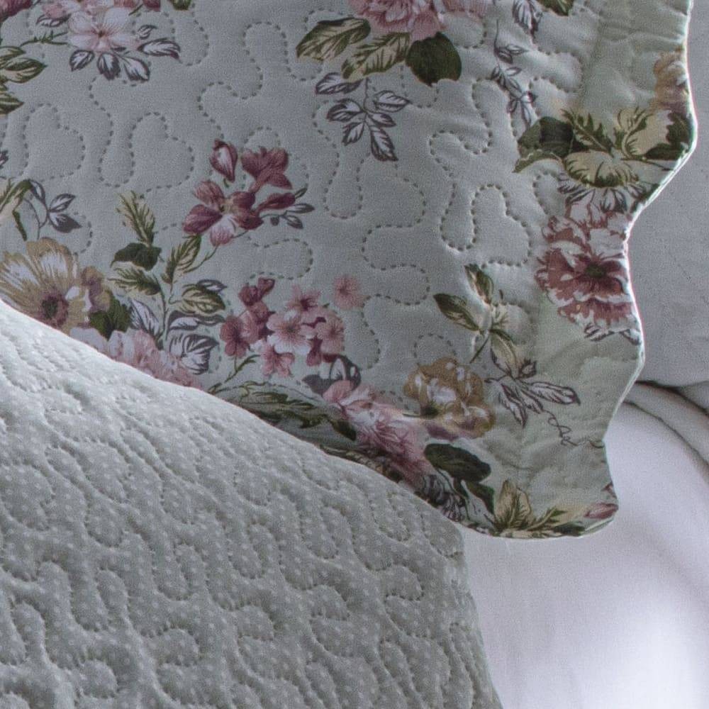 Kit  Cobre-leito Casal Bouti Microfibra Ultrasonic Estampada 2,20 x 2,40 m + 2 Porta-travesseiros - Amelia