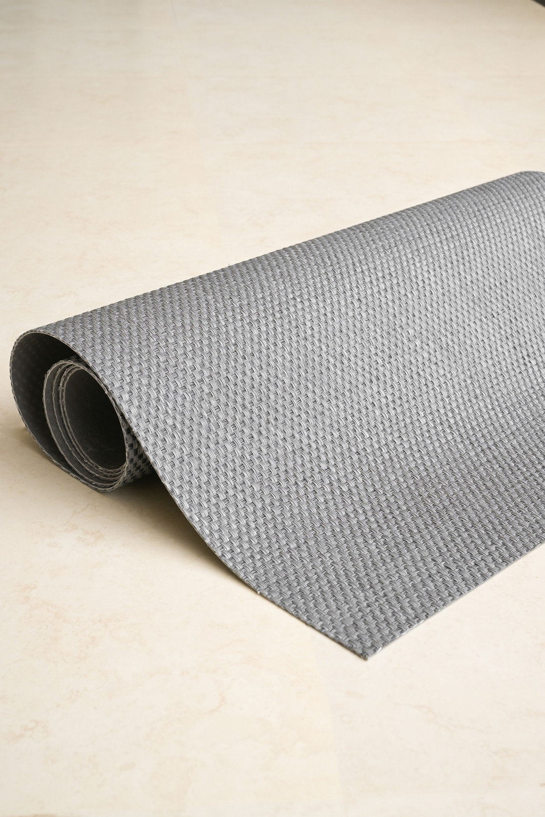 Tapete Passadeira PVC Antiderrapante Palha Cinza e Creme 65x305 Tapete Passadeira PVC Antiderrapante Palha Cinza e Creme 65x305