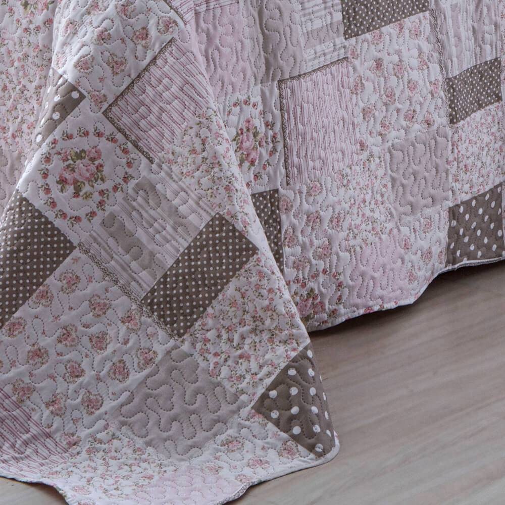 Kit 1 Cobre-leito Solteiro Bouti Microfibra Estampada 1,80 x 2,20 m + Porta-travesseiros - Cindy