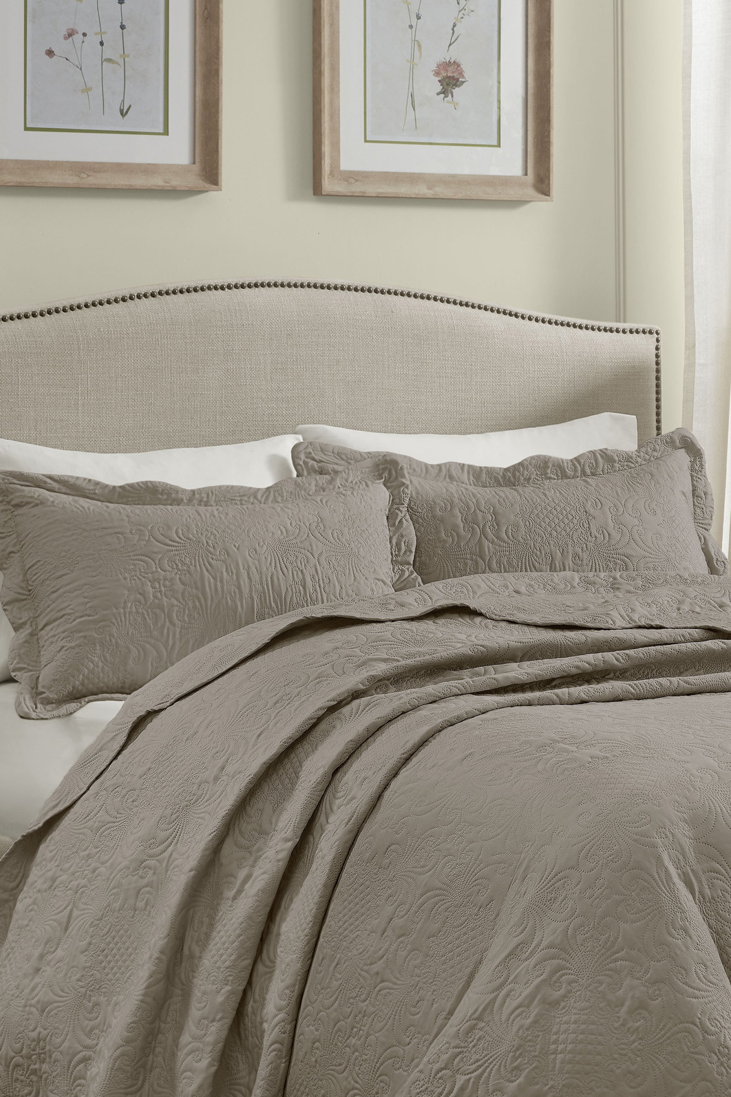 Kit 2 Porta Travesseiros Matelasse 150 Fios Microfibra 70x50cm com Aba Americana Splendor - Taupe