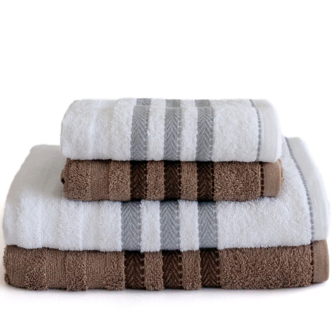 Jogo de Toalha Banho 4 Peças Lumi - Taupe e Branco Jogo com Banho Jogo de Toalha Banho 4 Peças Lumi - Taupe e Branco Jogo com Banho