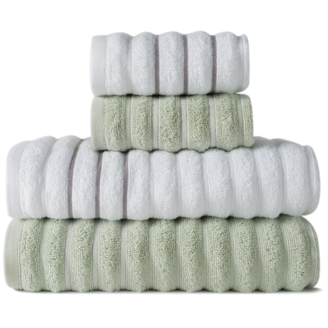 Jogo de Toalha 4 Peças Wave - Branco e Verde Jogo Banho Jogo de Toalha 4 Peças Wave - Branco e Verde Jogo Banho