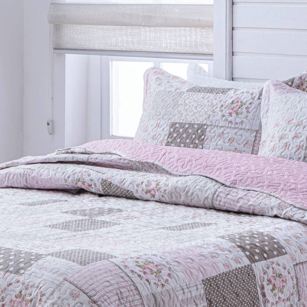 Kit  Cobre-leito King Bouti Microfibra Ultrasonic Estampada 2,60 x 2,80 m + 2 Porta-travesseiros - Cindy