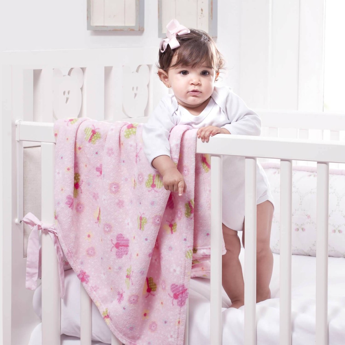 Cobertor Baby Fleece para Berço Antialérgico 90cm x 110cm  Borboletas