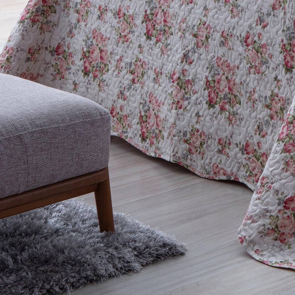 Kit 1 Cobre-leito Solteiro Bouti Microfibra Ultrasonic Estampada 1,80 x 2,20 m + Porta-travesseiros - Judith