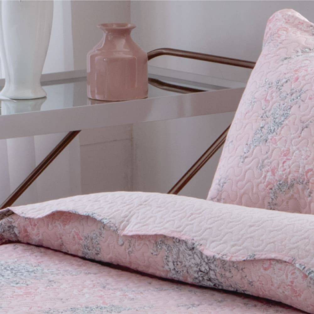 Kit  Cobre-leito Queen Bouti Microfibra Ultrasonic Estampada 2,40 x 2,60 m + 2 Porta-travesseiros - Beatriz