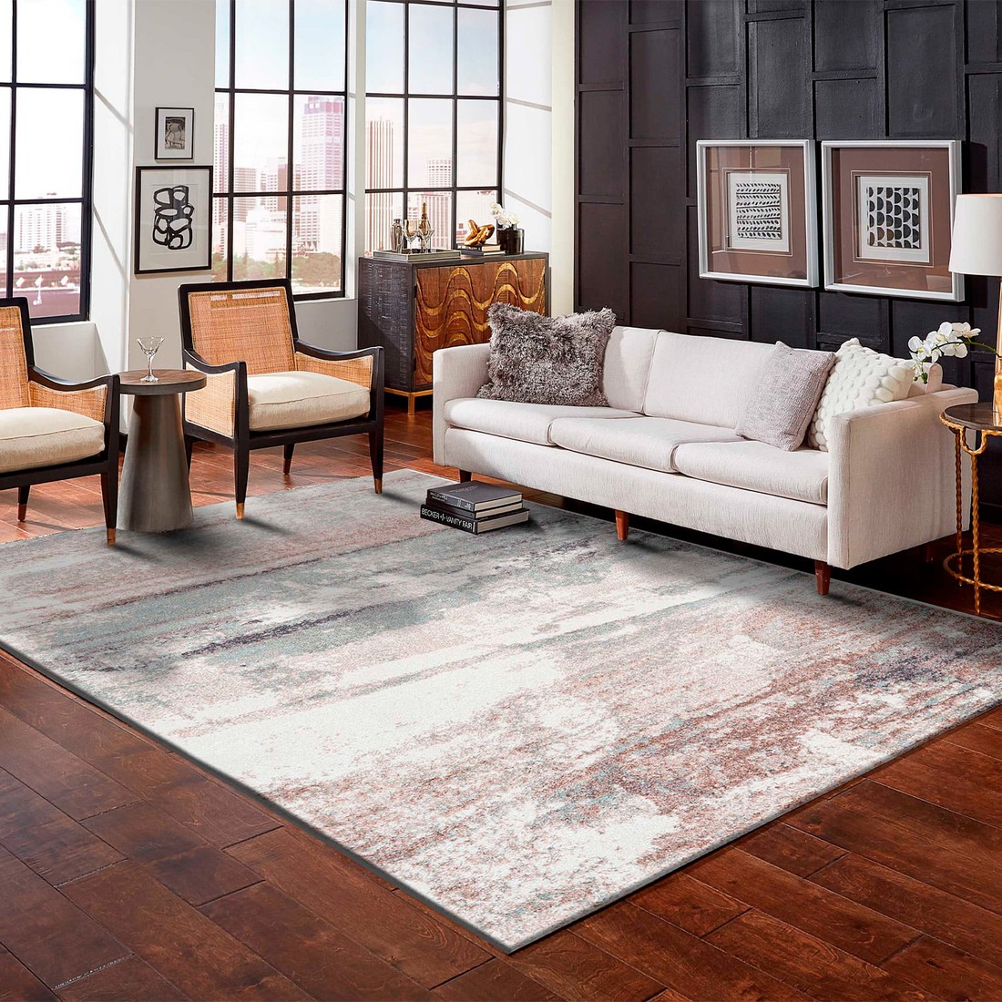 Tapete para Sala Grande Hathor Estonado Off White 200x300 Tapete para Sala Grande Hathor Estonado Off White 200x300