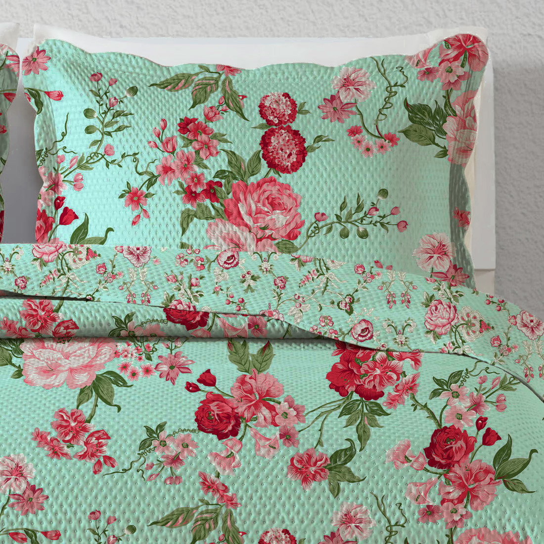 Kit Cobre Leito Colcha Queen 3 Peças Bouti Microfibra Estampada - Eloise Kit Cobre Leito Colcha Queen 3 Peças Bouti Microfibra Estampada - Eloise