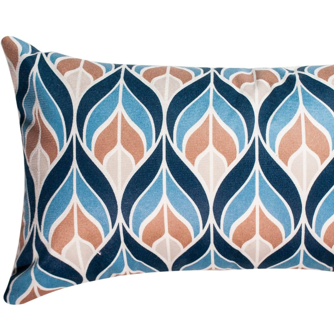 Capa de Almofada Baguete Suede Veludo Folha Azul 25cm x 42cm Capa de Almofada Baguete Suede Veludo Folha Azul 25cm x 42cm