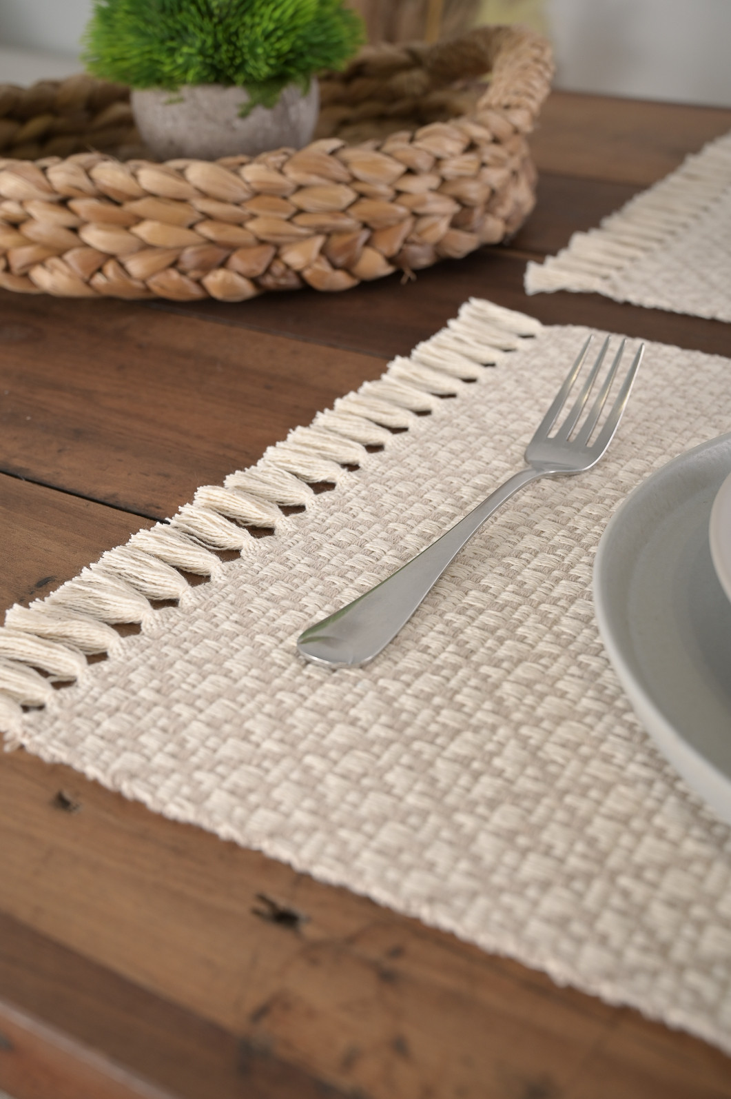 Jogo Americano Artesanal de 2 Peças 32cm x 45cm Coroa Areia