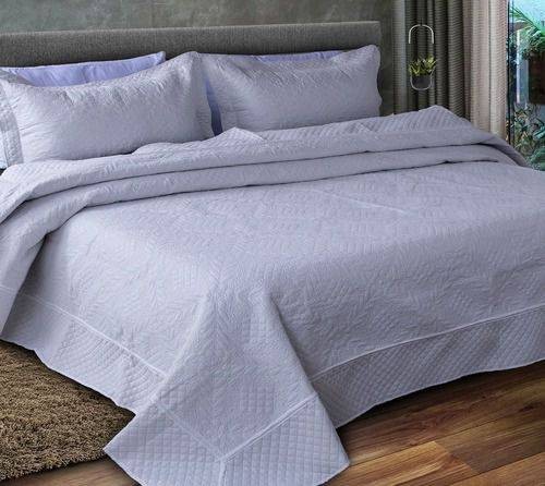 Kit 1 Colcha King Provence Microfibra Matelacê Ultrasonic + 2 Porta-Travesseiros 2,60 x 2,80m - Branco