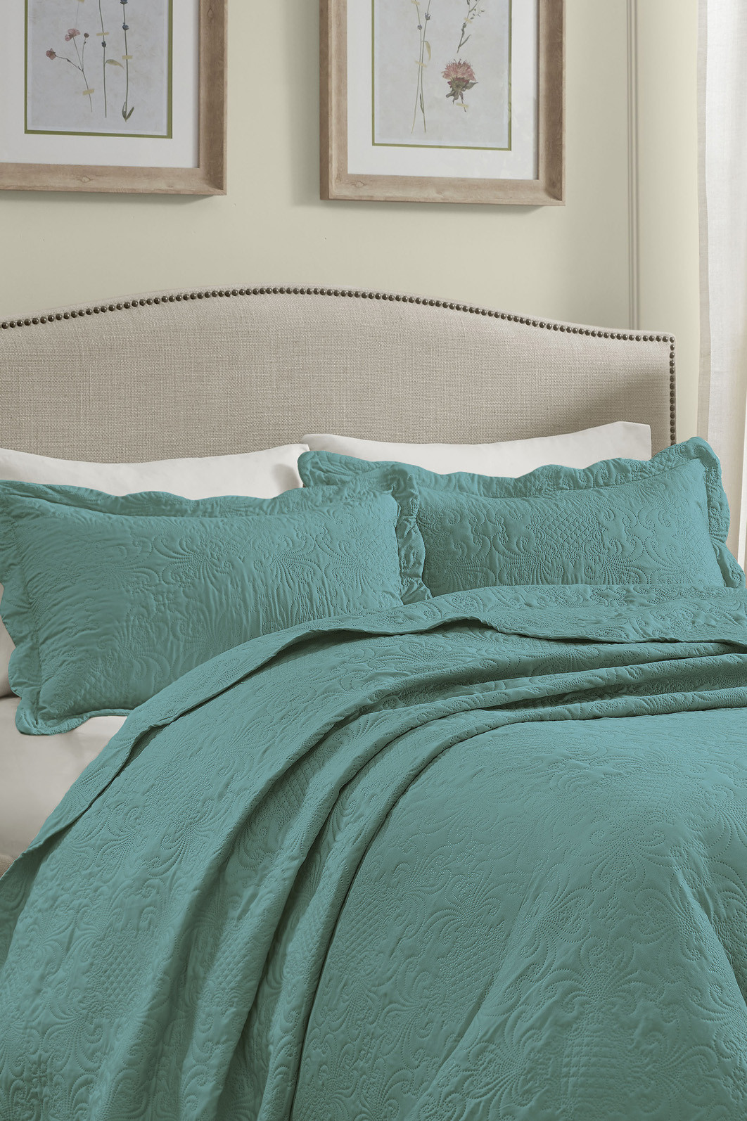 Kit 2 Porta Travesseiros Matelasse 150 Fios Microfibra 70x50cm com Aba Americana Splendor - Verde Kit 2 Porta Travesseiros Matelasse 150 Fios Microfibra 70x50cm com Aba Americana Splendor - Verde