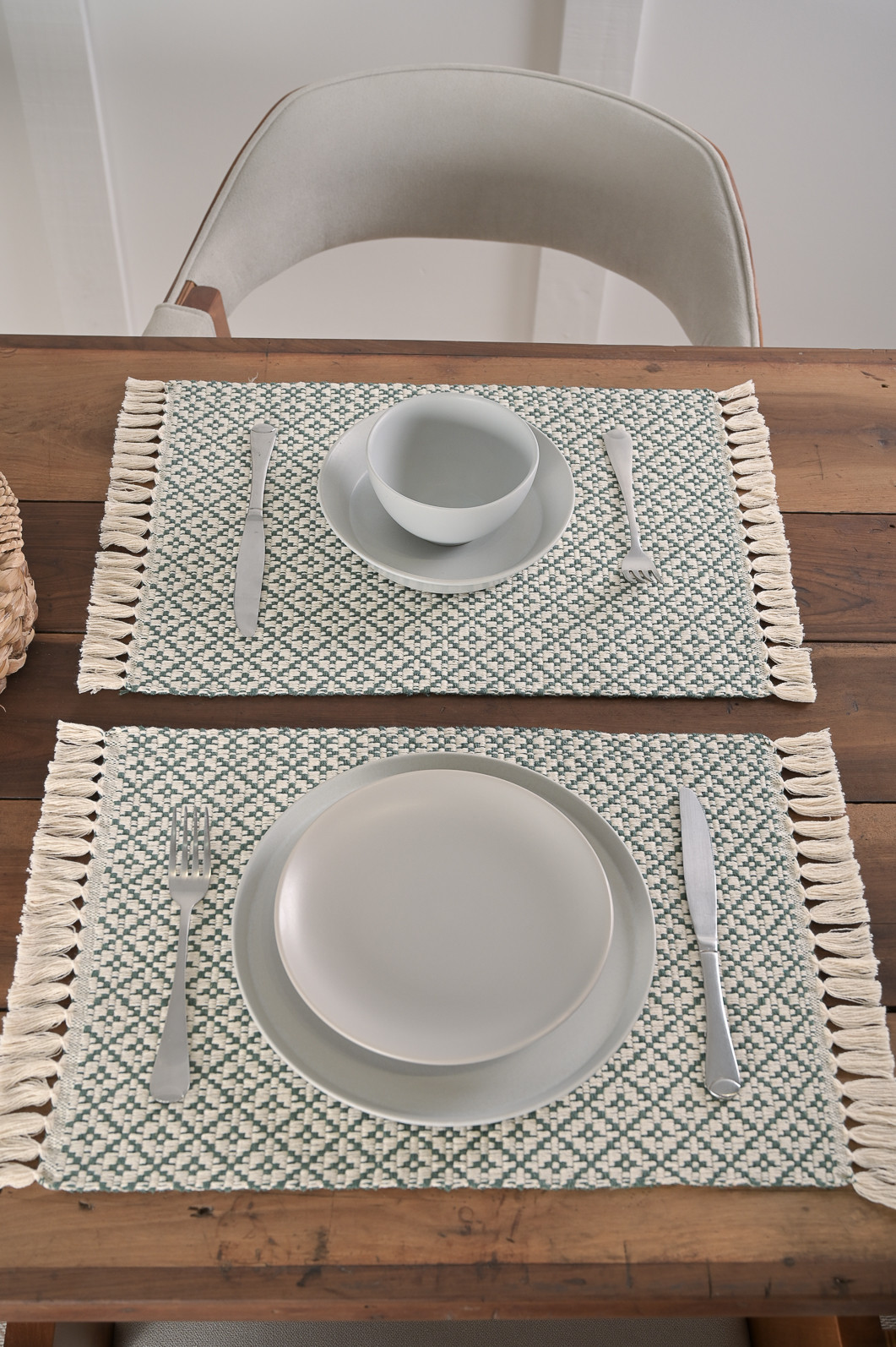 Jogo Americano Artesanal de 2 Peças 32cm x 45cm Coroa Verde