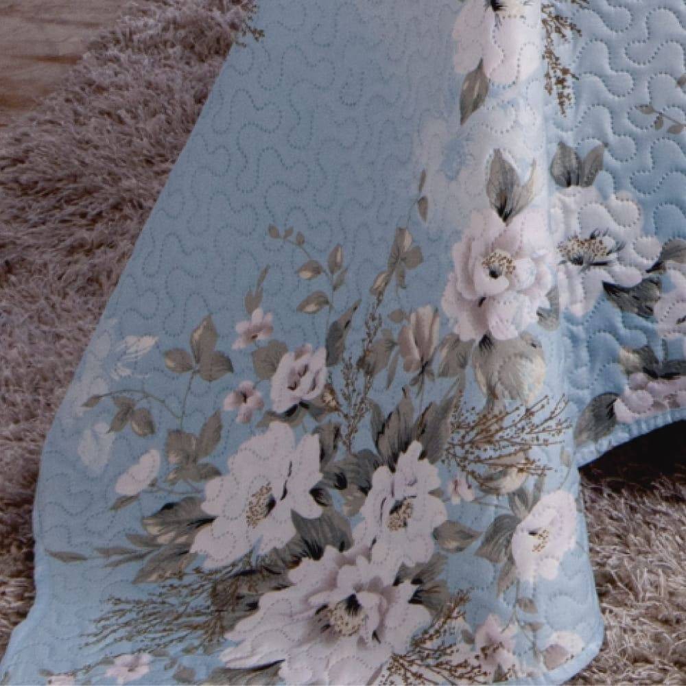 Kit  Cobre-leito Casal Bouti Microfibra Ultrasonic Estampada 2,20 x 2,40 m + 2 Porta-travesseiros - Isabel