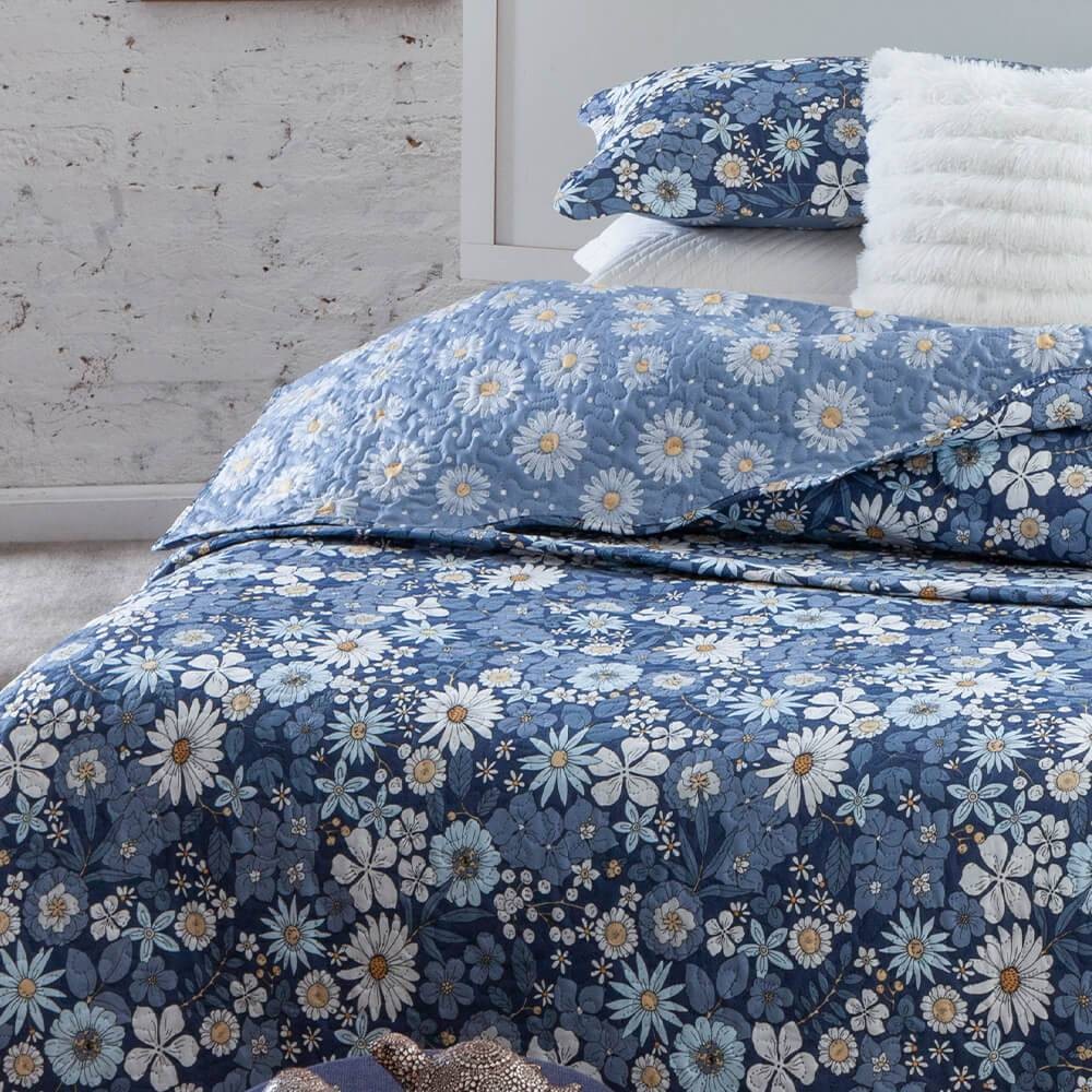 Kit 3 Peças Cobre leito Casal Bouti Microfibra Ultrasonic Estampada + 2 Porta-travesseiros - Frida