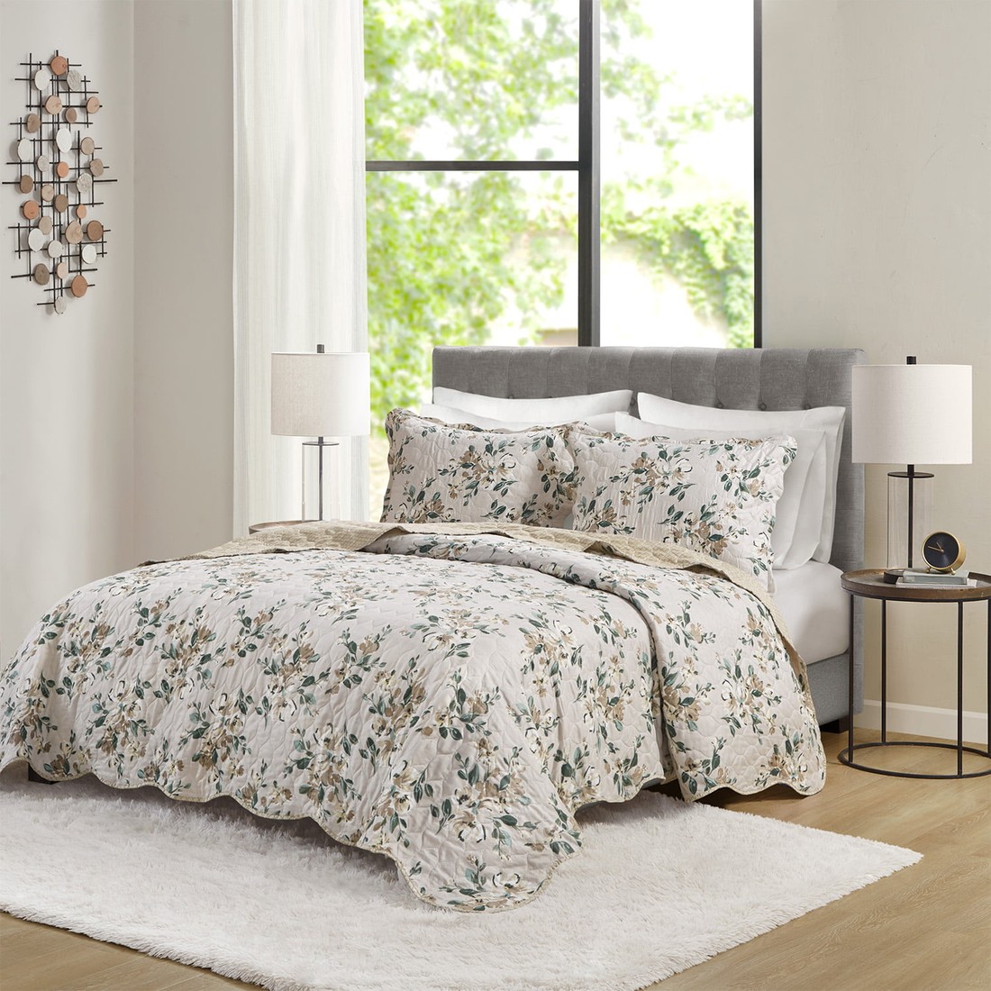 Kit Cobre leito Colcha Super King 3 Peças Bouti Dupla Face Microfibra Costurada - Cora