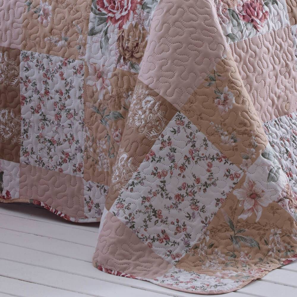 Kit  Cobre leito King Bouti Microfibra Ultrasonic Estampada 2,60 x 2,80 m + 2 Porta-travesseiros - Teresa