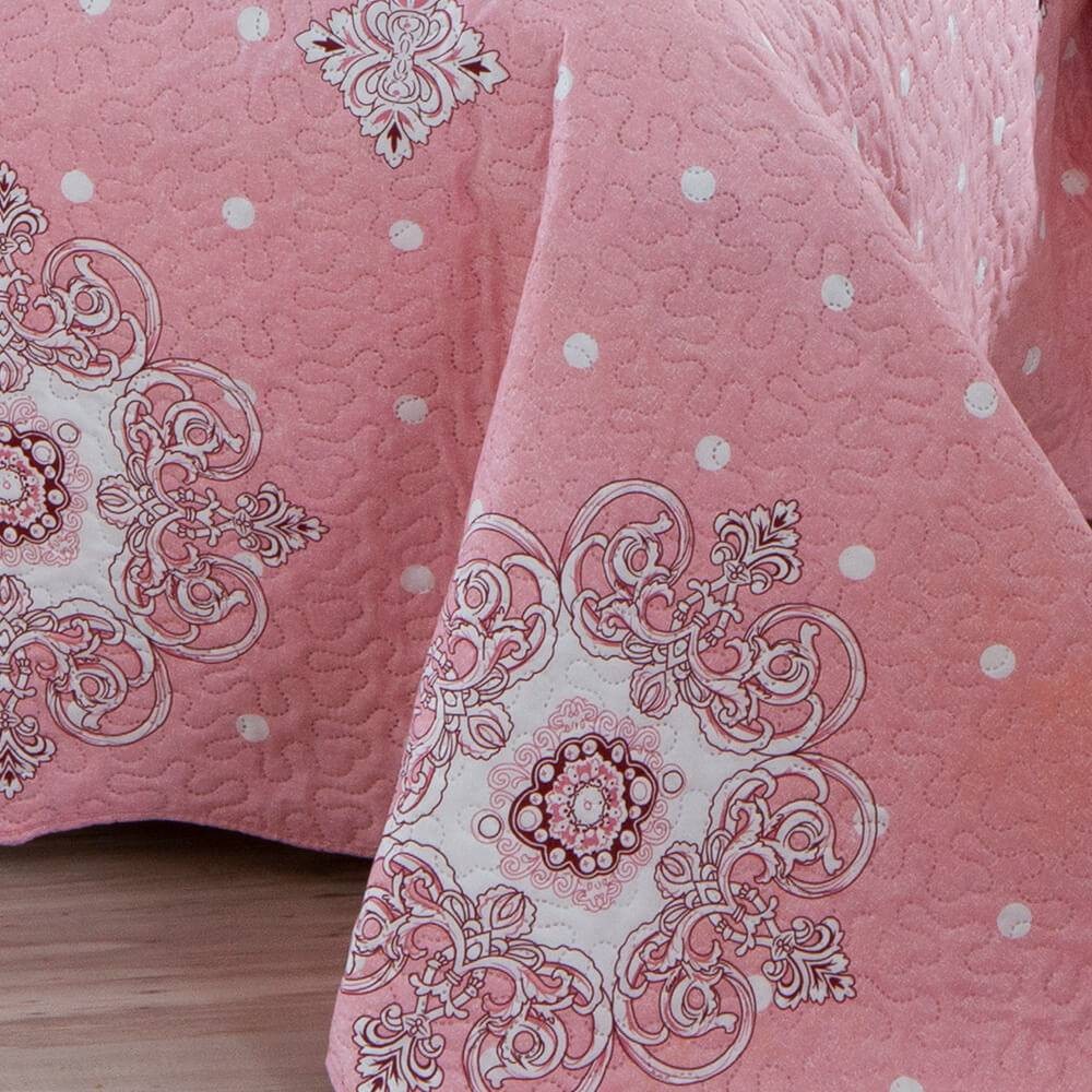 Kit 3 Peças Cobre leito Casal Bouti Microfibra Ultrasonic Estampada + 2 Porta-travesseiros - Bella