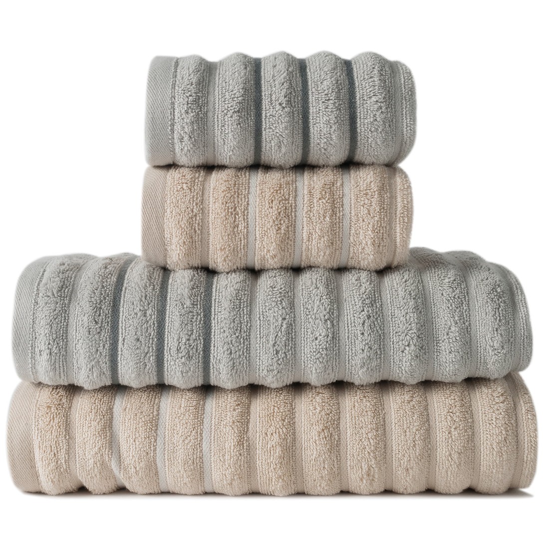 Jogo de Toalha 4 Peças Wave - Bege e Cinza Jogo Banhão Jogo de Toalha 4 Peças Wave - Bege e Cinza Jogo Banhão