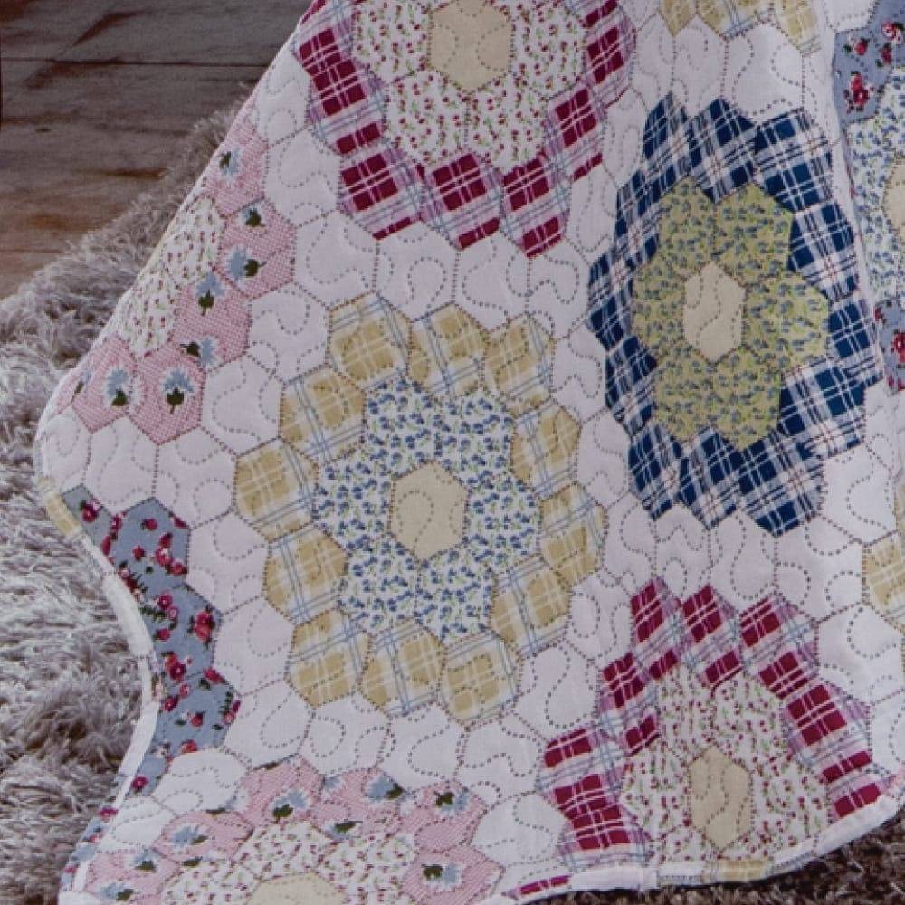 Kit  Cobre-leito Queen Bouti Microfibra Ultrasonic Estampada 2,40 x 2,60 m + 2 Porta-travesseiros - Gaby