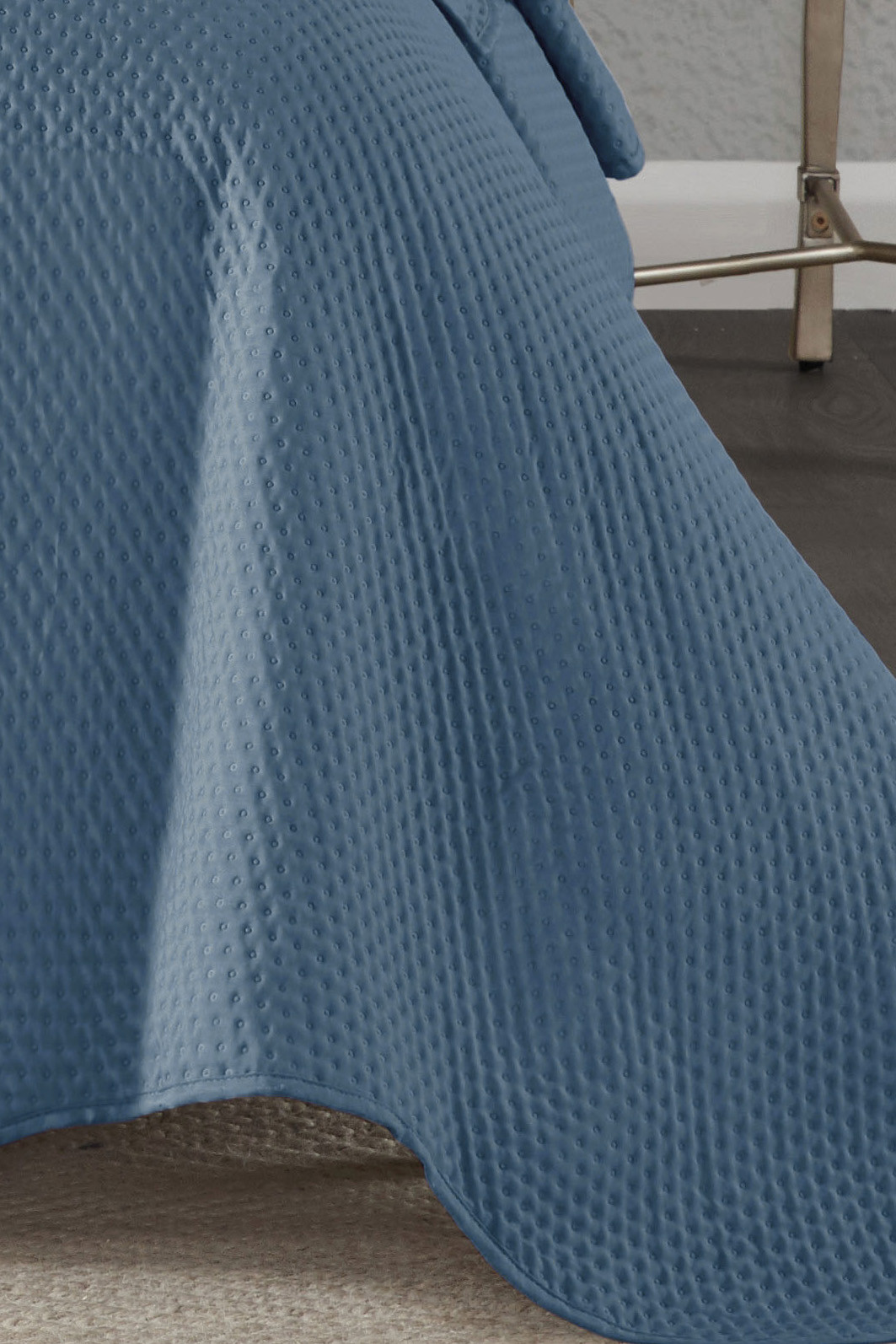 Kit Cobre leito Colcha King 3 Peças Bouti Microfibra Dots - Azul Kit Cobre leito Colcha King 3 Peças Bouti Microfibra Dots - Azul